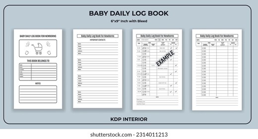 Baby Daily Log Book For Newborns KDP Interior