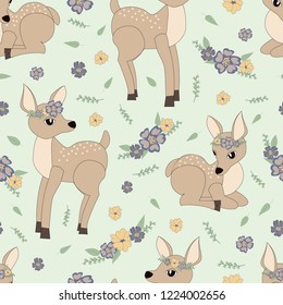 baby dear fawn cute seamless pattern vector art kids