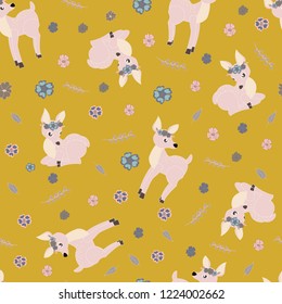 baby dear fawn cute seamless pattern vector art kids