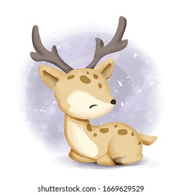 baby dear sits and smile