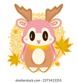 baby deer autumn shining gold background