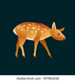 Baby deer vector character logo. Animal design template elements for your corporate identity, sport team branding, T-shirt, label, badge, card or illustration.
