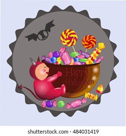 baby demon and candy