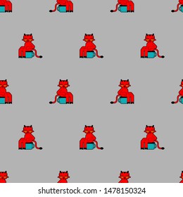 Baby demon pattern seamless. Little red devil background. small fiend on potty toilet ornament. Childrens cloth texture
 
