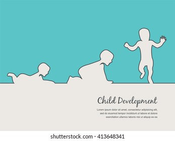 Baby Development Icon, Child Growth Stages. Toddler Milestones Of First Year