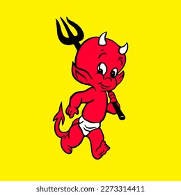Baby Devil Cartoon Vector Illustration Logo