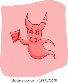 baby devil doodle vector illustration in simple flat style.