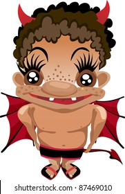 Baby Devil. Funny cartoon and vector