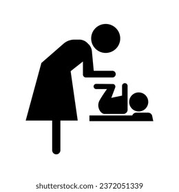 Das Silhouettensymbol für Babywindeln. Pflegekabine. Vektorgrafik.