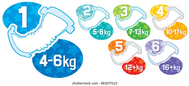 Baby Diaper - Different Sizes Labels