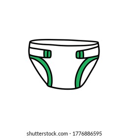 icono del garabato de pañales para bebés, ilustración vectorial