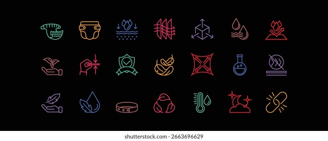 El pañal del bebé presenta el sistema del icono, estilo fino de la línea, editable para el empaquetado y las guías.