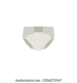 Baby diaper, flat vector illustration isolated on white background. Nappy for newborns and infants. Concepts of baby care and hygiene.