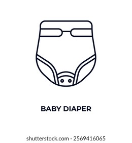 baby diaper outline icon. Linear vector from people concept. Thin line baby diaper icon isolated on white background