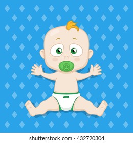 Baby with diaper and pacifier