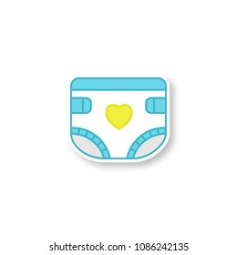 Baby diaper patch. Nappy. Color sticker. Vector isolated illustration