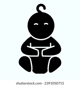 Baby in diaper solid icon. Newborn child vector illustration isolated on white. Cute kid glyph style design, designed for web and app. Eps 10