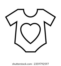 Baby diaper undershirt clothe for newborn baby isolated on white. Childhood, motherhood and newborn care. Children pictogram symbol. Simple thin line black and white vector icon