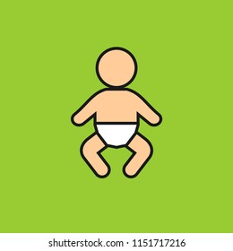 Baby with diaper vector icon