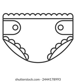Baby diaper vector line icon isolated on a white background.