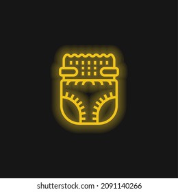 Baby Diaper yellow glowing neon icon