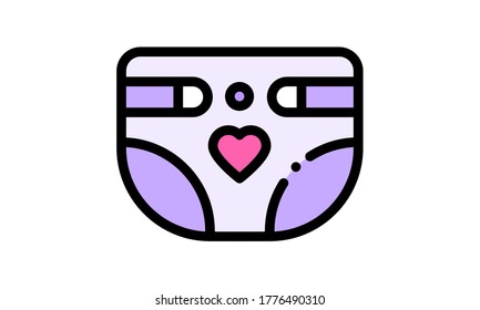 Baby diapers icon vector. A thin line sign. Isolated contour symbol illustration	
