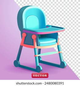 Silla de comedor para bebé, Vector 3d. Adecuado para Elementos de diseño