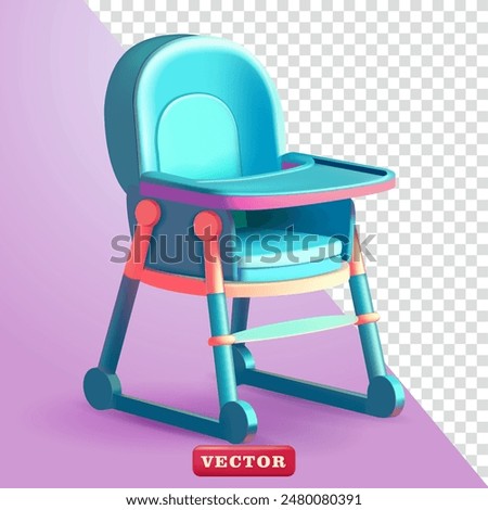 Baby dining chair, 3d vector. Suitable for design elements