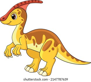 Baby dino icon. Cute parasaurolophus. Funny dinosaur