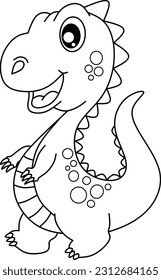 Baby dino line art for coloring book