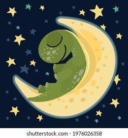 Baby dinosaur. Cheerful kind animal baby dino. Cartoons flat style. Prehistoric reptile. Funny. Illustration vector