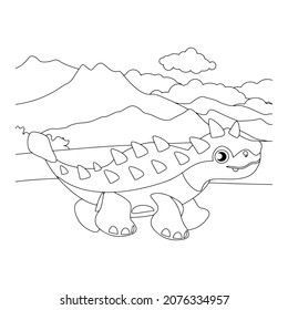 Baby dinosaur Coloring book for children. Black and white vector illustration for coloring book