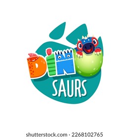 Baby dinosaur, dino egg and footprint, cartoon vector cute funny dragon animal. Childish dinosaur from Jurassic, park or dino hatching from egg for baby shower or kids toy game with little footprints