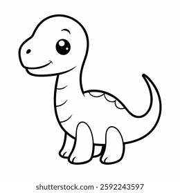 baby dinosaur drawing line art on white background