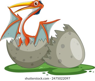 A baby dinosaur emerging from its egg