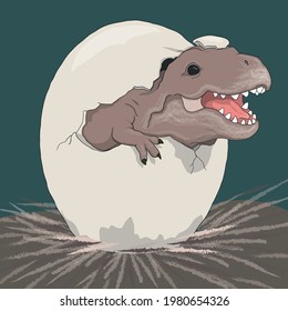baby dinosaur hatch from egg. Vector illustration