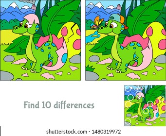 Baby Dinosaur Hatching Hide 10 Differences Stock Vector (Royalty Free ...