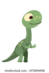 Baby dinosaur. The isolated object on a white background. Cheerful kind animal baby dino. Cartoons flat style. Prehistoric reptile. Funny. Illustration vector