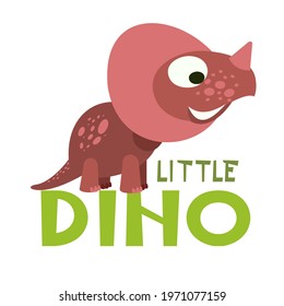 Baby dinosaur. The isolated object on a white background. Cheerful kind animal baby dino. Cartoons flat style. Prehistoric reptile. Funny. Illustration vector