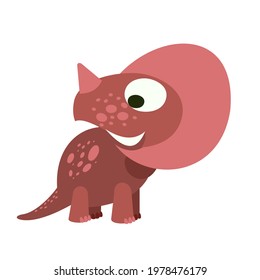 Baby dinosaur. The isolated object on a white background. Cheerful kind animal baby dino. Cartoons flat style. Prehistoric reptile. Funny. Illustration vector