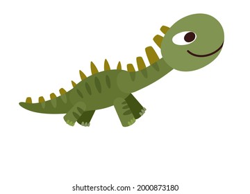 Baby dinosaur. The isolated object on a white background. Cheerful kind animal baby dino. Cartoons flat style. Prehistoric reptile. Funny. Illustration vector
