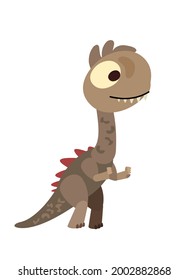 Baby dinosaur. The isolated object on a white background. Cheerful kind animal baby dino. Cartoons flat style. Prehistoric reptile. Funny. Illustration vector