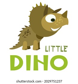 Baby dinosaur. The isolated object on a white background. Cheerful kind animal baby dino. Cartoons flat style. Prehistoric reptile. Funny. Illustration vector