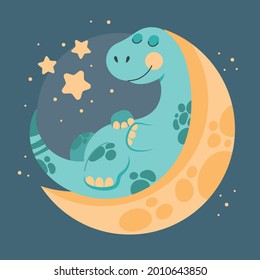 Baby dinosaur. Little dragon, lizard, dino animal. Childish funny cartoon character. Friendly fairy baby dinosaur. Cute adorable monster. Tale colorful comic dinosaur design. Vector illustration.