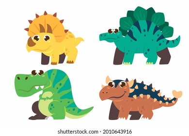 Baby dinosaur. Little dragon, lizard, dino animal. Childish funny cartoon character. Friendly fairy baby dinosaur. Cute adorable monster. Tale colorful comic dinosaur design. Vector illustration.