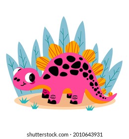 Baby-Dinosaurier. Kleiner Drache, Eidechsen, Dinotier. Kinderlicher lustiger Cartoon-Charakter. Freundlicher, märchenhafter Dinosaurier. Schön zauberhaftes Ungeheuer. Tale bunte Comic Dinosaurier Design. Vektorgrafik.