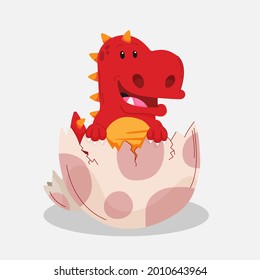 Baby dinosaur. Little dragon, lizard, dino animal. Childish funny cartoon character. Friendly fairy baby dinosaur. Cute adorable monster. Tale colorful comic dinosaur design. Vector illustration.