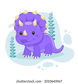 Baby dinosaur. Little dragon, lizard, dino animal. Childish funny cartoon character. Friendly fairy baby dinosaur. Cute adorable monster. Tale colorful comic dinosaur design. Vector illustration.