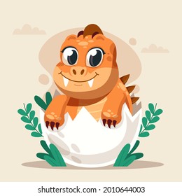 Baby dinosaur. Little dragon, lizard, dino animal. Childish funny cartoon character. Friendly fairy baby dinosaur. Cute adorable monster. Tale colorful comic dinosaur design. Vector illustration.