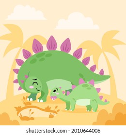 Baby dinosaur. Little dragon, lizard, dino animal. Childish funny cartoon character. Friendly fairy baby dinosaur. Cute adorable monster. Tale colorful comic dinosaur design. Vector illustration.